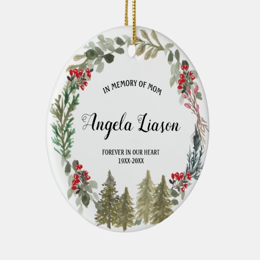 母のクリスマスを思い出す松の木 セラミックオーナメント (右)