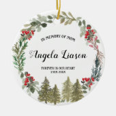 母のクリスマスを思い出す松の木 セラミックオーナメント (正面)