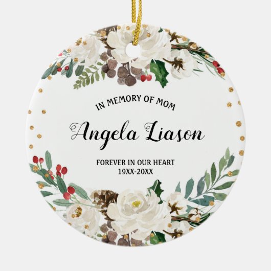 母のクリスマス装飾の記憶の中 セラミックオーナメント (正面)