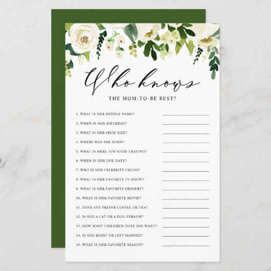 母のゲームを知っている白い冬の最高の花 (正面/裏面)