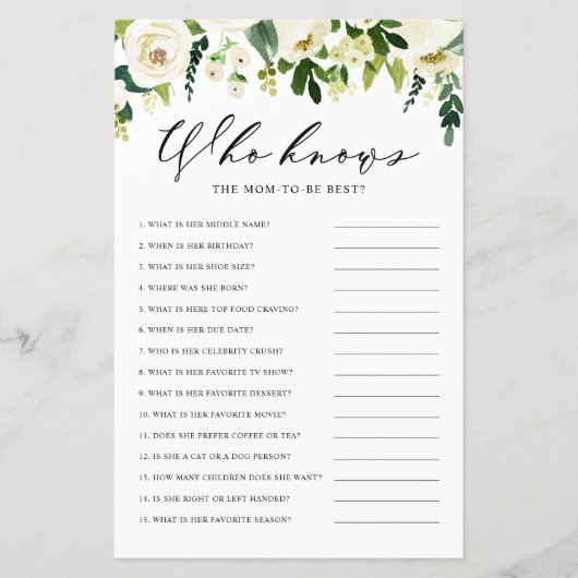 母のゲームを知っている白い冬の最高の花 (正面)