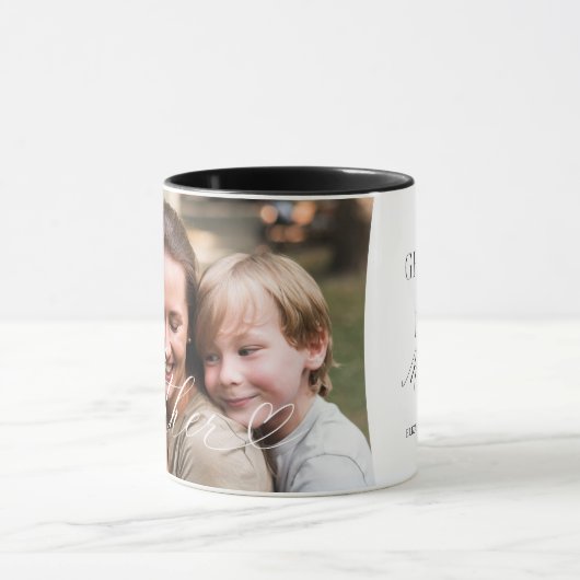 母のスクリプトハート感謝の瞬間の写真 マグカップ (中央)