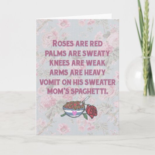 母のスパゲティ – 詩おもしろいバレンタインデーのカード シーズンカード (正面)