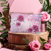 母のセリーズピンクきらめくバラメイクアップ化粧品 アクセサリーポーチ