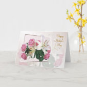 母のデイカード – 白いユリとピンクのバラ カード (黄色い花)