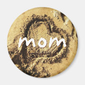 母のハート描は黄金の砂写真海岸はっきりした マグネット (正面)