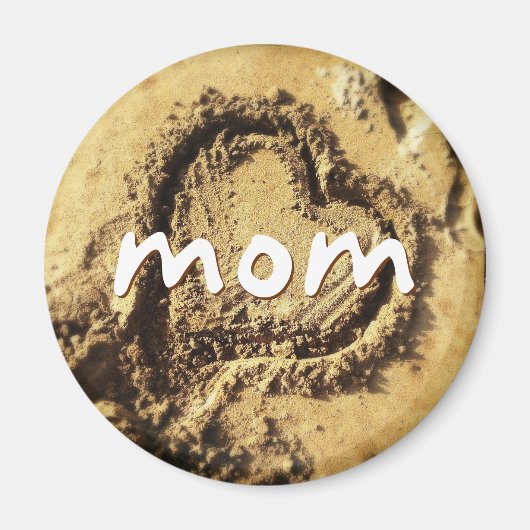 母のハート描は黄金の砂写真海岸はっきりした マグネット (正面)