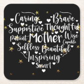 母のハート スクエアペーパーコースター (正面)
