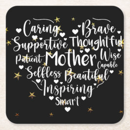 母のハート スクエアペーパーコースター