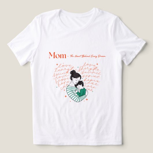 母のハート 愛のタイポグラフィー 母性アート トライブレンドＴシャツ (デザイン正面)
