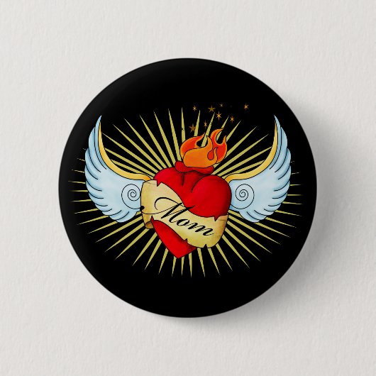 母のハート 缶バッジ (正面)