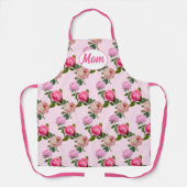 母のピンクのバラ母の日 エプロン (正面)
