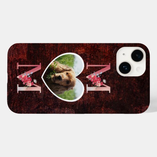 母のフローラハートの写真から犬の赤 Case-Mate iPhoneケース (裏面 (横))