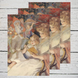 母のベッドタイムス読テリー、ヴィンテージクリスマス ラッピングペーパーシート