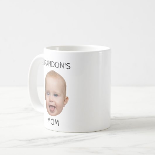 母のマグカップとベビーの頭写真 コーヒーマグカップ (正面左)