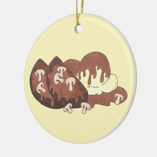 母のミートローフマッシュポテトグレービーフードグルメ セラミックオーナメント (左)