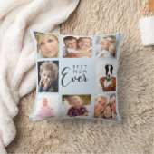 母のライトブルーの写真コラージュ クッション (ブランケット)