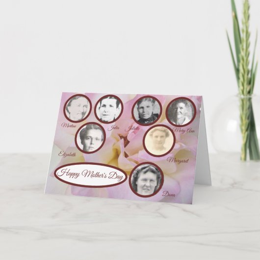 母の三世代の写真ピンクのバラの母の日 シーズンカード (正面)