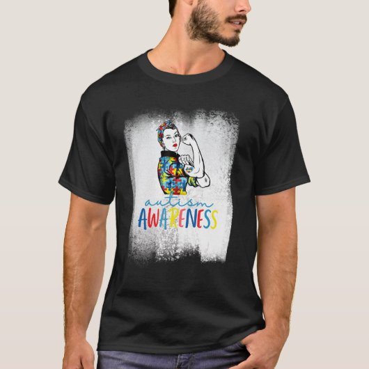 母の不屈の精神 自閉症啓発 Tシャツ (正面)