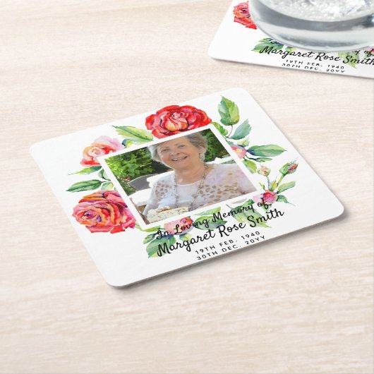 母の亡き写真遺失の記念品 スクエアペーパーコースター (アングル)