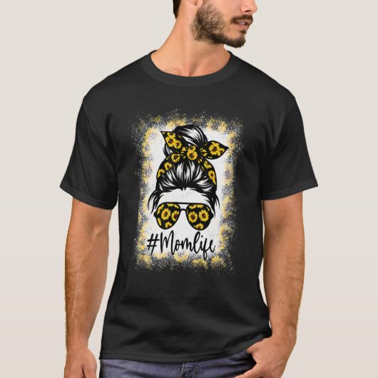 母の人生の漂白ママの人生ひまわり散らかったパン2 Tシャツ (正面)
