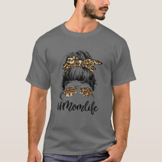 母の人生メッシーバンダナグラスレオパード母' Tシャツ