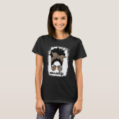 母の人生漂白ママの人生ヒョウ乱雑Bunブラック Tシャツ (正面フル)
