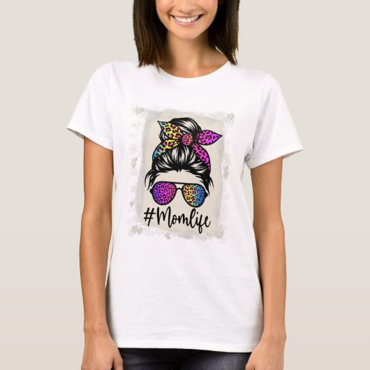 母の人生漂白レインボーヒョウ母 Tシャツ (正面)