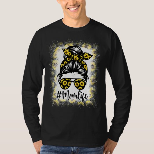 母の人生漂白母の人生ひまわり散らかったパン Tシャツ (正面)