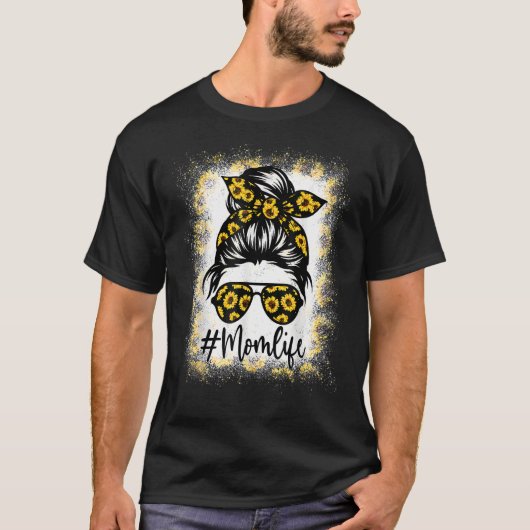 母の人生漂白母の人生ひまわり散らかったパン Tシャツ (正面)