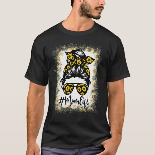 母の人生漂白母の人生ひまわり散らかったパン Tシャツ (正面)