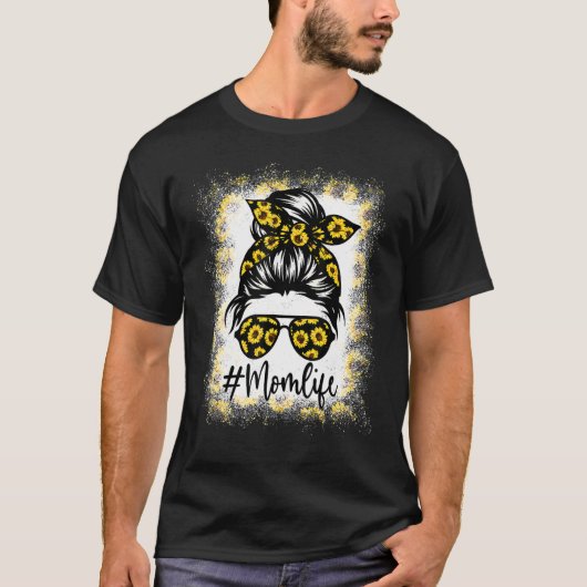 母の人生漂白母の人生ひまわり散らかったパン Tシャツ (正面)