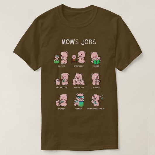 母の仕事母の日ママ豚ファーム農家ママ Tシャツ (デザイン正面)