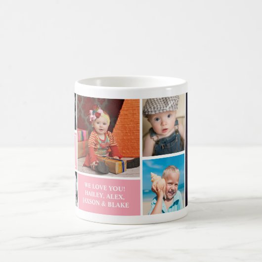 母の写真コラージュピンクの母の日 コーヒーマグカップ (中央)