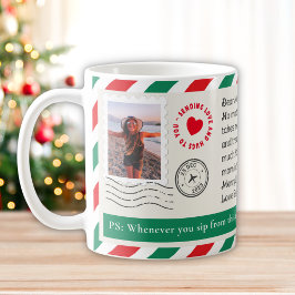 母の写真コラージュ手書き手紙のクリスマス コーヒーマグカップ