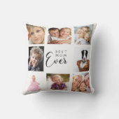 母の写真コラージュ白い黒 クッション (裏面)