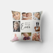 母の写真コラージュ白い黒 クッション (正面)