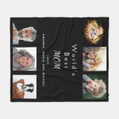 母の写真コラージュ黒 フリースブランケット (正面(横))