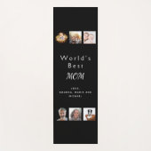 母の写真コラージュ黒 ヨガマット (正面)