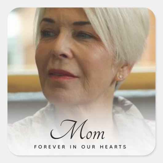 母の写真パーソナライズされた追悼の葬儀 スクエアシール (正面)