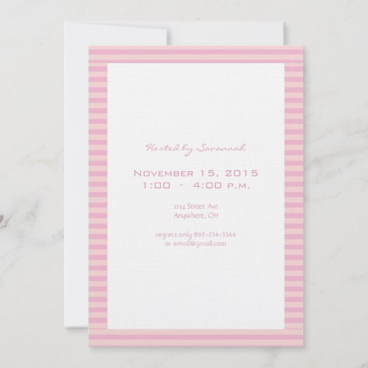 母の写真ベビーガールシャワーのお知らせ 招待状 (裏面)