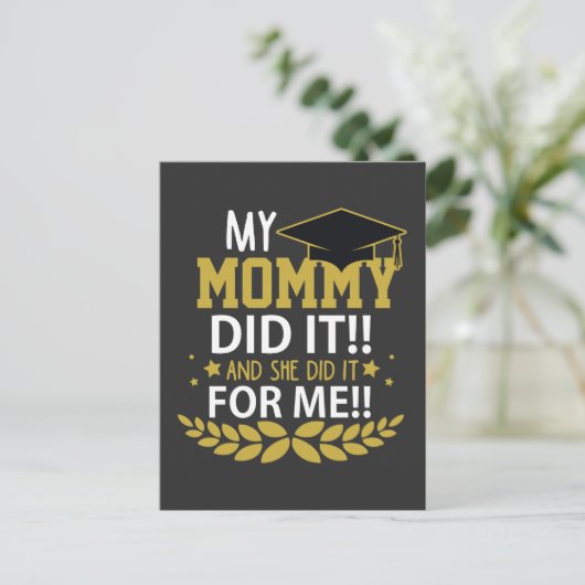 母の卒業 家族感謝 母 学校 ポストカード (スタンド正面)