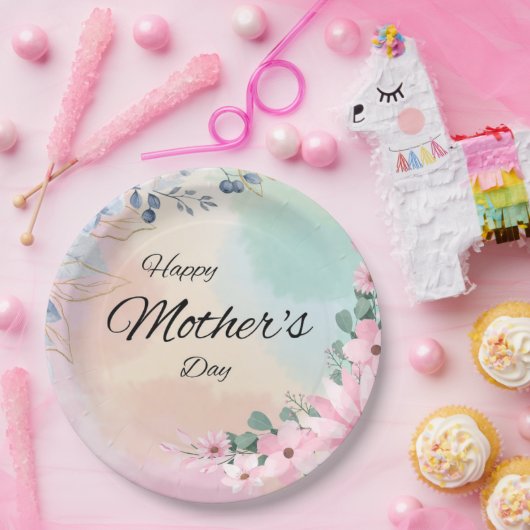 母の咲くお祝いフローラ ペーパープレート (パーティー)