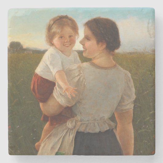 母の喜び（愛する母と娘） ストーンコースター (正面)