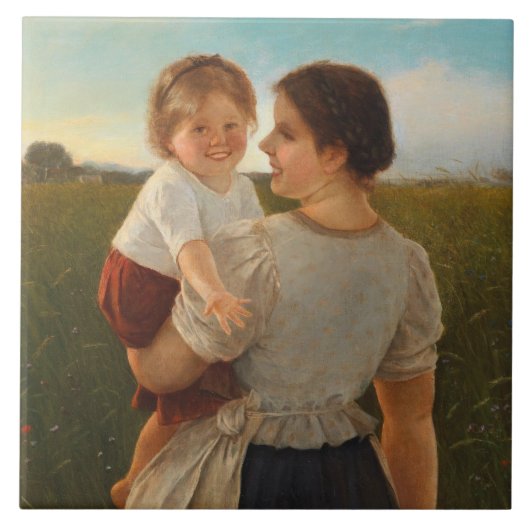 母の喜び（愛する母と娘） タイル (正面)