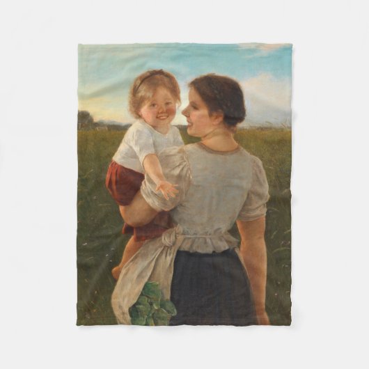 母の喜び（愛する母と娘） フリースブランケット (正面)