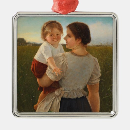 母の喜び（愛する母と娘） メタルオーナメント (正面)