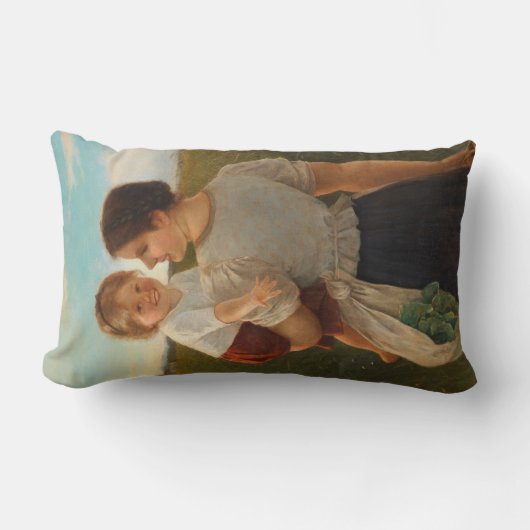 母の喜び（愛する母と娘） ランバークッション (正面)