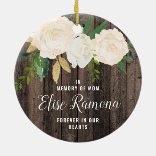 母の国の木目パーソナライズされたの思い出として セラミックオーナメント (裏面)