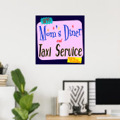 母の夕食とタクシーおもしろいレトロアートのポスター ポスター (ホームオフィス)